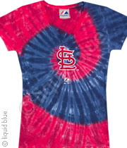 MLB St Louis Cardinals Spiral V-Neck Tie-Dye Womens Tee 011